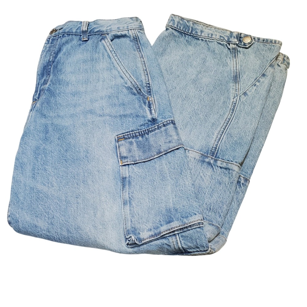 ARITZIA Denim Forum "The '90s Millie" Hi-Rise Wide Leg Cargo Jeans Light Wash 28